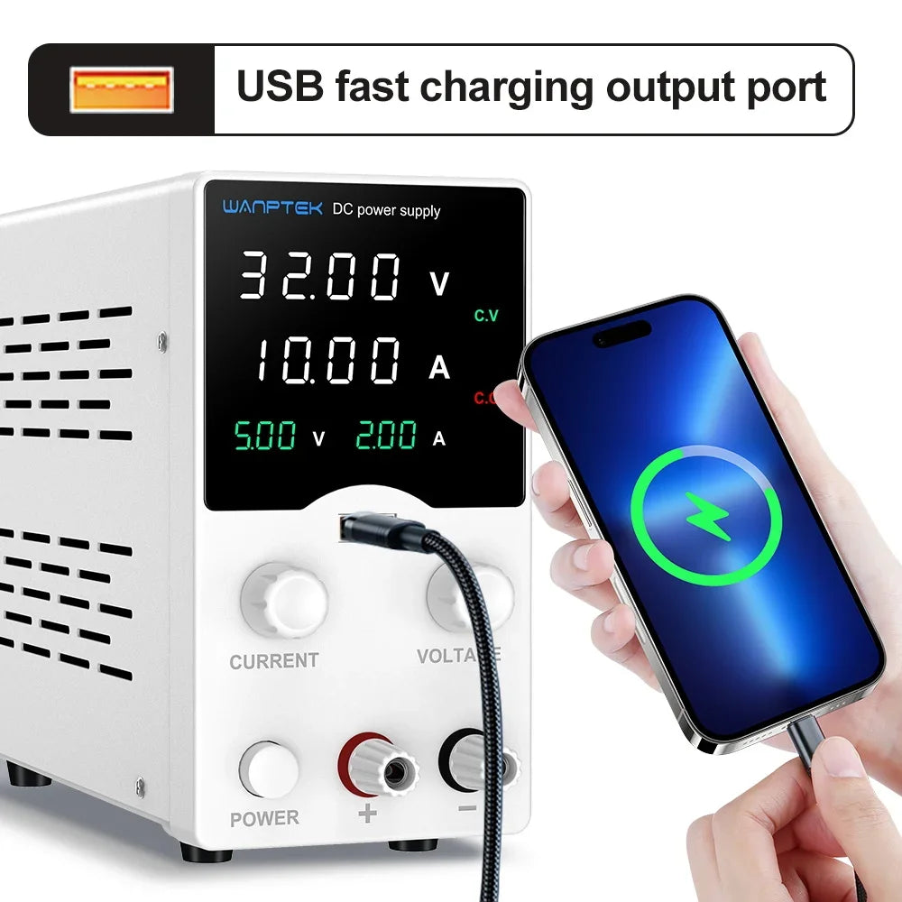 Wanptek Laboratory Power Supply 30V 5A 30V 10A 60V 5A 120V 3A Encoder Adjustment with USB Fast Charging Lab DC Power Supply.