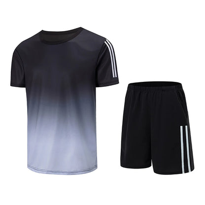 2pcs Summer Men's Quick drying Sports Suit Loose And Comfortable Round Neck Short Sleeved T-shirt Versatile Running Pocket Short.