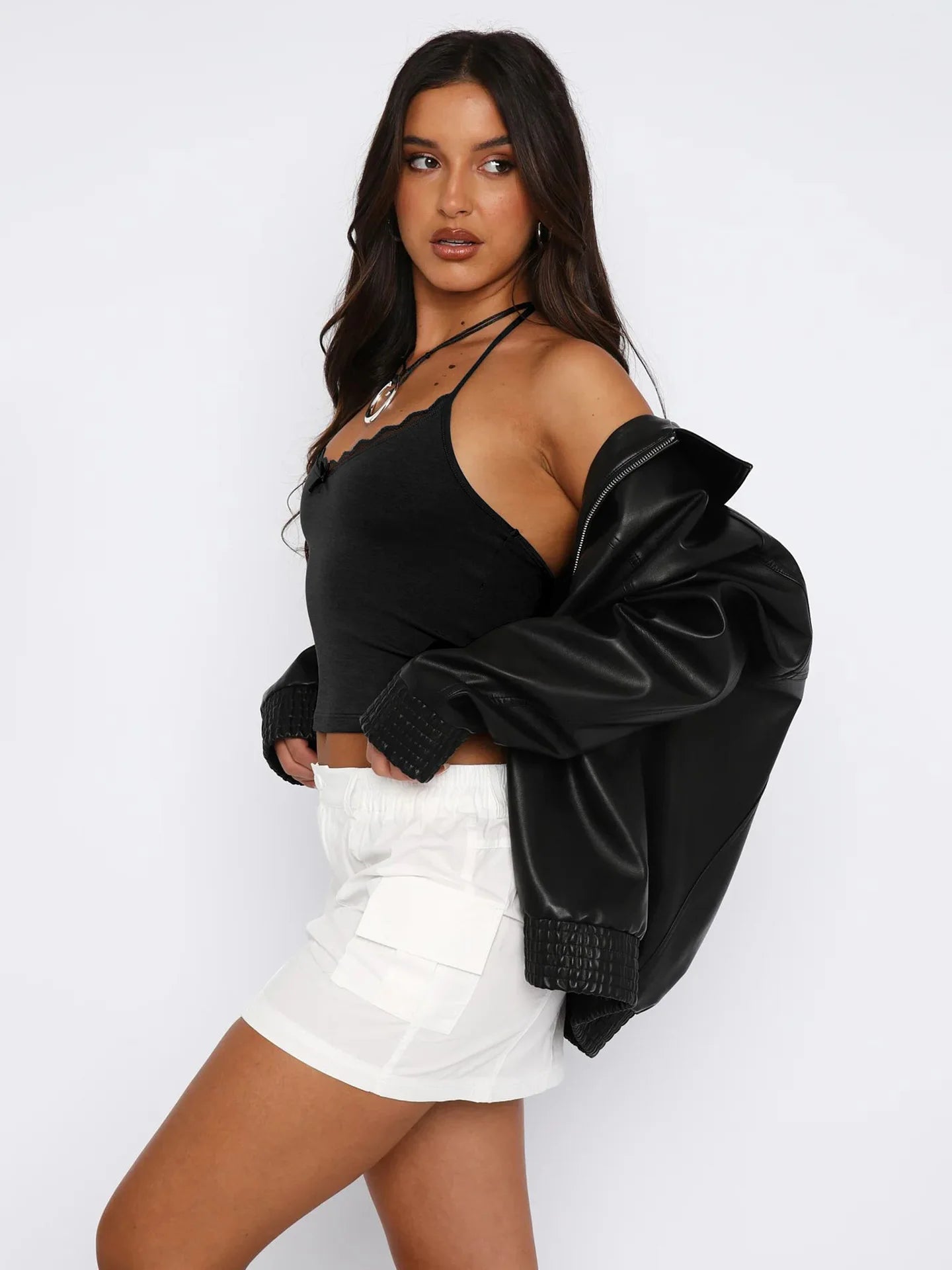 Neue Hals hängende Weste Damen Y2K Sexy Crop Top mit freiliegendem Nabel BM Strapsbasis und ärmelloses Slim Fit Top Tank Top.