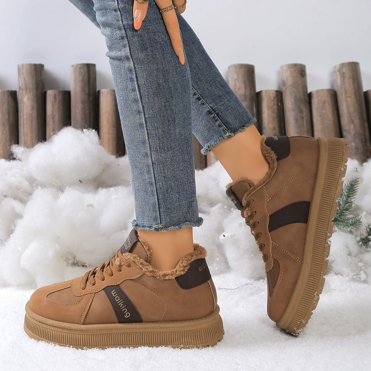 New Winter Round Toe Thick Soled Women's Boots Fashion Casual Comfortable Warm Cotton Shoes  Women's Ankle Boots.