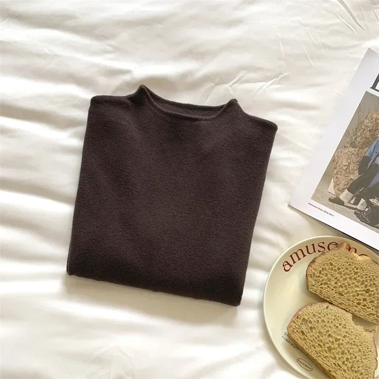 2025 Women Turtleneck Knitted Pullovers Solid Sweater Harajuku Korean Soft Warm Knitwear Autumn Winter Fashion Slim Jumpers Tops.