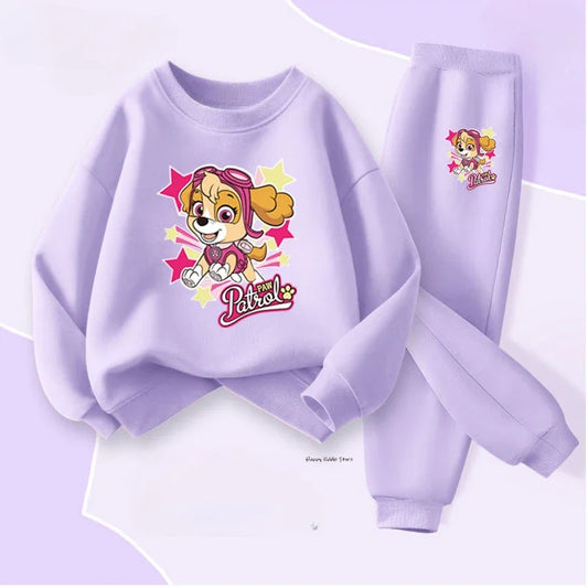 PAW Patrol Spring Autumn Baby Girls Hoodies Sets Children's Bbreathable Sport Pullover and Pant Two Piece Suit Kids Sweatsuit.