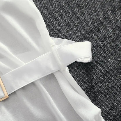 Elegante Damen Sommer zweiteiliges Kleid Luxus Chiffon Party lose Tüll Abendkleider für Frauen 2024 Abschluss ball transparent weiß.