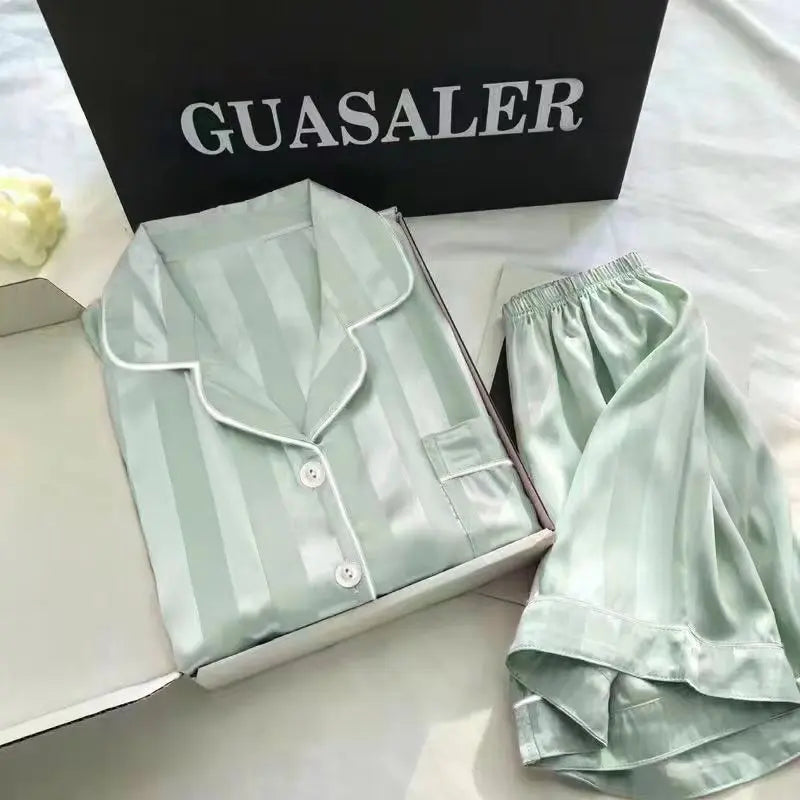 Women's New Arrival Summer Lightweight Short-Sleeved Pajamas Summer Imitation Silk Homewear Set Women's Summer Clothing.