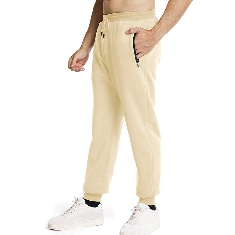 New Sweatpants Side Zipper Pockets Men Joggers Track Pants Elastic Waist Sport Casual Trousers Baggy Fitness Gym Clothing.