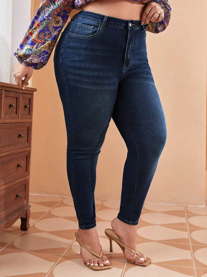 Plus Size Skinny Jeans For Women High Waist Stretch Denim Trousers Mom Jeans Pencil Pants Casual Comfort Trousers Oversize.