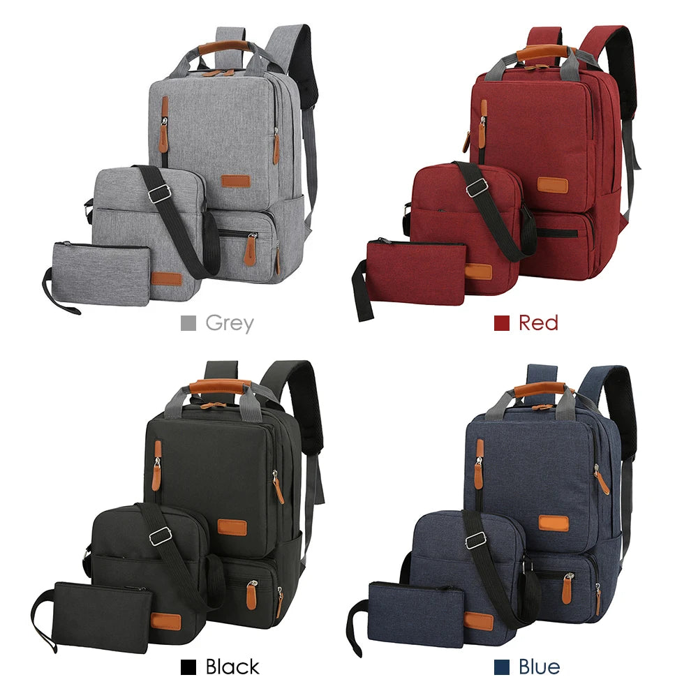 3pcs Backpack Set Women Men Laptop Backpack Shoulder Bag Small Pocket for Travel School Business Work College Fit Up to 14.5inch.