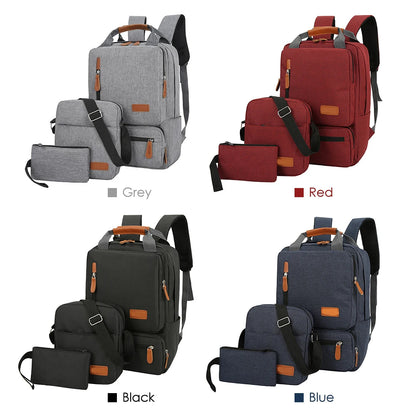 3pcs Backpack Set Women Men Laptop Backpack Shoulder Bag Small Pocket for Travel School Business Work College Fit Up to 14.5inch.