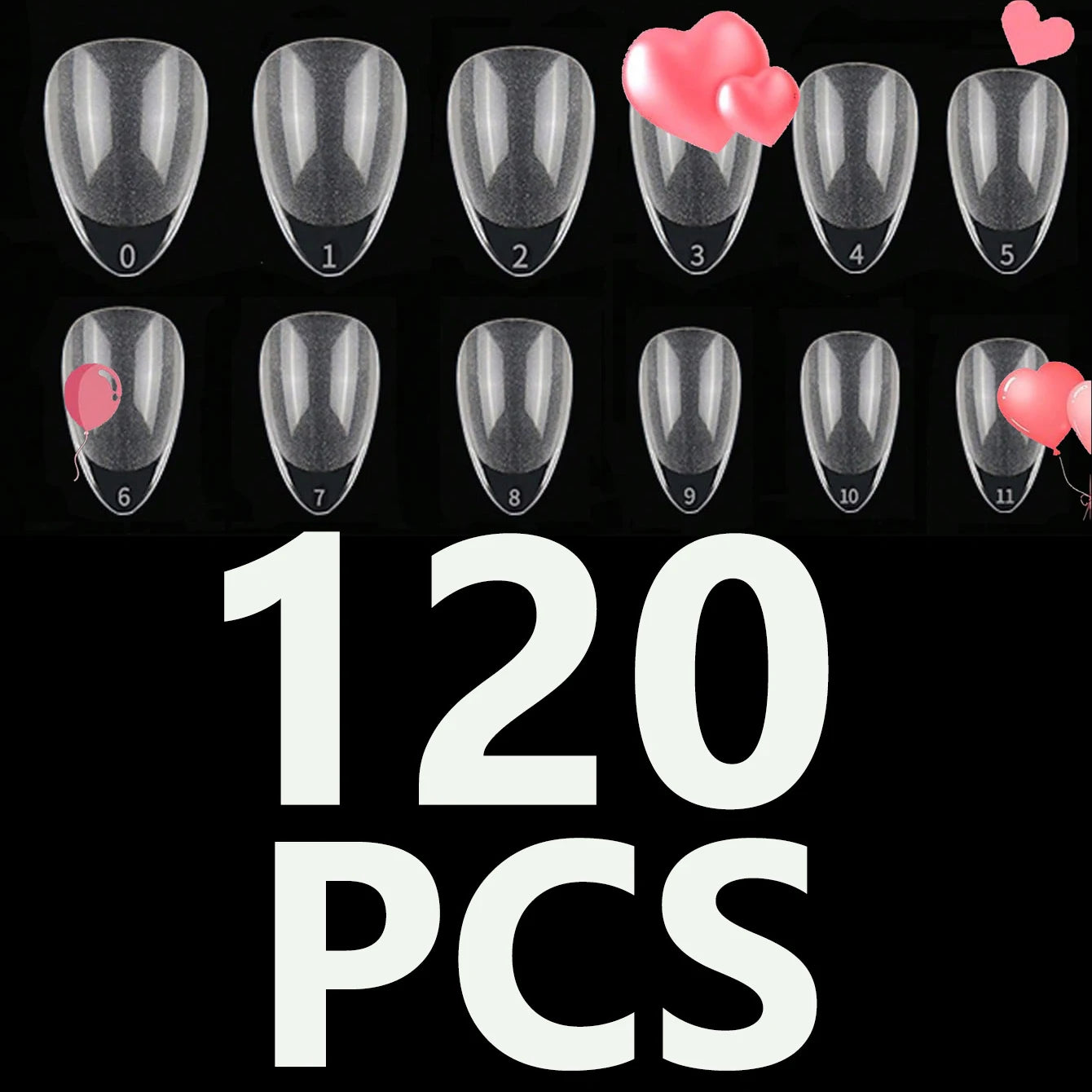120PCS- Semi-frosted short almond clear fake nails, whitening nail art set with removable fake nails for festivals, parties, dat