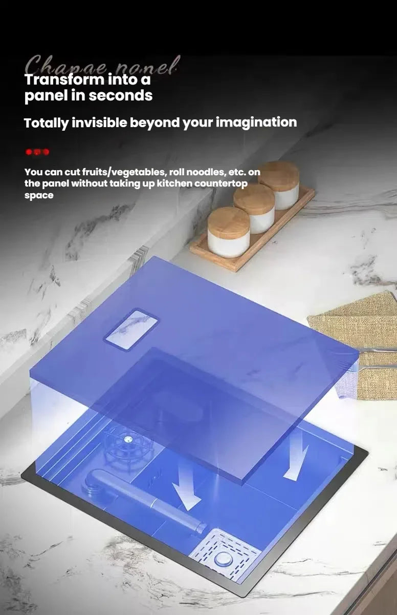 Stainless Steel Small Hidden Kitchen Sink Household Bar Wash Vegetable Basin Mini Single Slot With Cover Plate Cup Washer