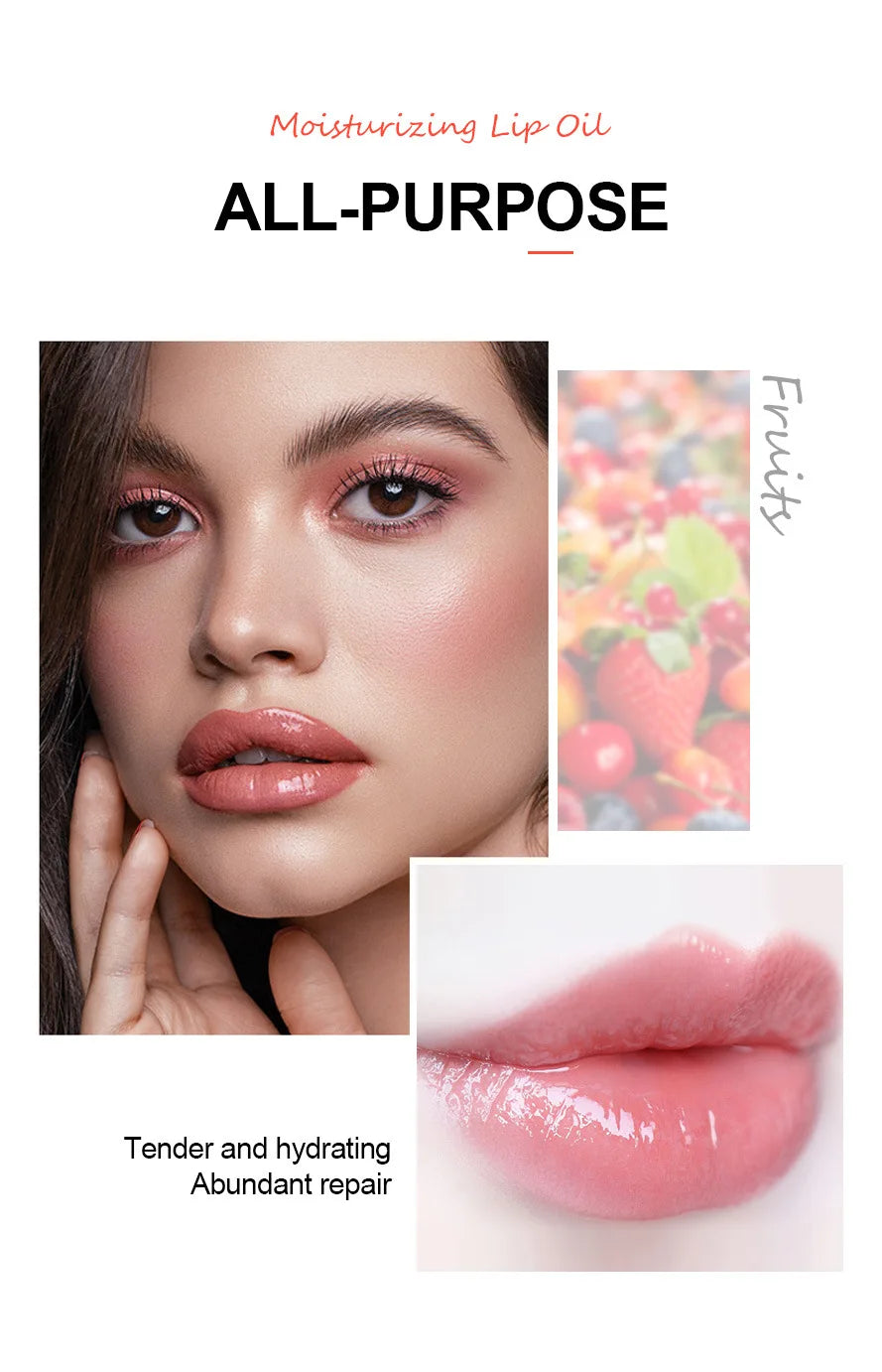 Set of Four Rolling Head Lip Oils Moisturizing Hydrating Roller Ball Lip Care Anti-Drying Transparent Lip Blam for Lip Health.