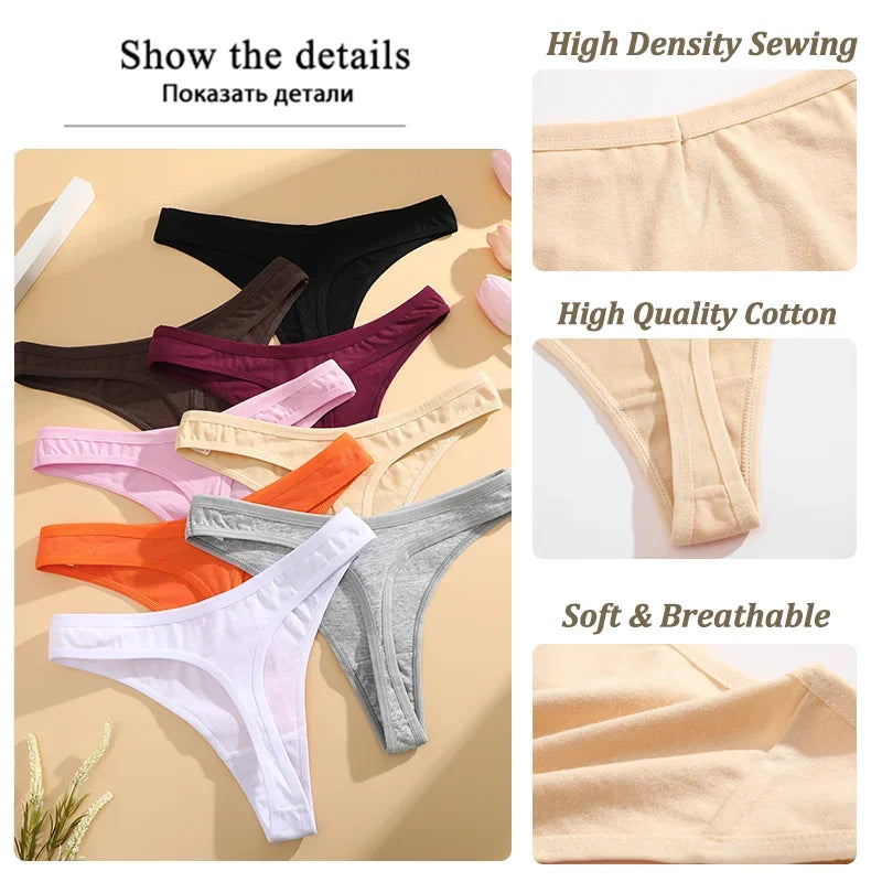 3Pcs/Set Seamless Thong Cotton Women Thin Strap Low Waist High Flexibility Panty Sexy Underwear Ladies Briefs T-back Soft Women.