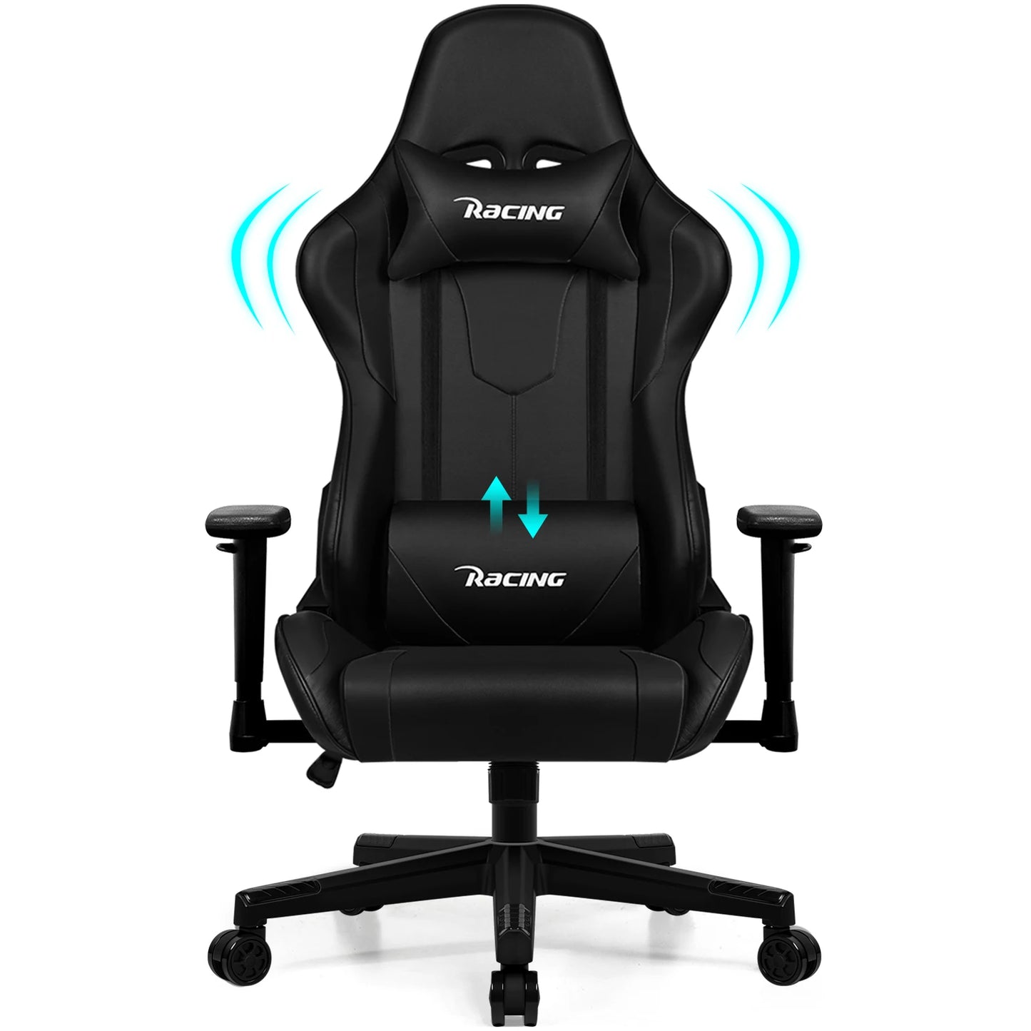 AUTHMIC Ergonomischer Gaming-Stuhl mit verstellbaren Armlehnen, verstellbarer Rückenlehne, PU-Ledersitz für den Rennspielaufbau im Home Office