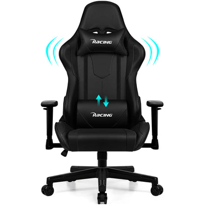 AUTHMIC Ergonomischer Gaming-Stuhl mit verstellbaren Armlehnen, verstellbarer Rückenlehne, PU-Ledersitz für den Rennspielaufbau im Home Office