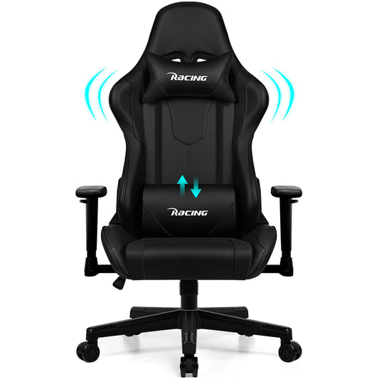 AUTHMIC Ergonomischer Gaming-Stuhl mit verstellbaren Armlehnen, verstellbarer Rückenlehne, PU-Ledersitz für den Rennspielaufbau im Home Office