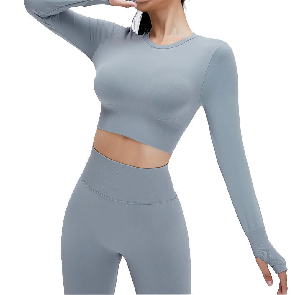 Seamless Sports Suit Yoga Set for Women Fitness Wear Long Sleeve Yoga Clothing Gym Workout Sportswear Two Piece Tracksuit Women.