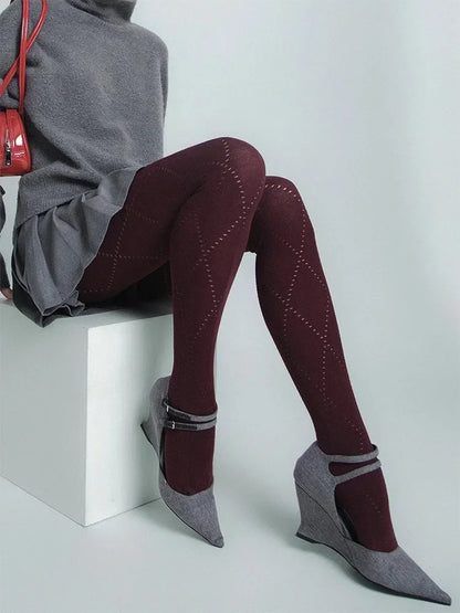 Talenza Autumn Winter Leggings Women's Solid High Waist Slim Sexy Warm Pantyhose Super Elastic Y2k Hollow Tights Women's Socks