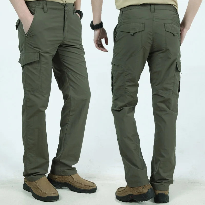 Summer Casual Lightweight Army Military Long Trousers Male Waterproof Quick Dry Cargo Camping Overalls Tactical Pants Breathable.