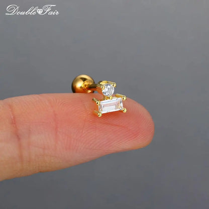 1pc Cartilage Tragus Helix Daith Crystal Ear Piercing Stud Earrings for Women Mini Screw Stainless Steel Stacking Ear Jewelry.