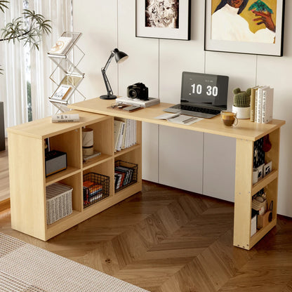 140 x 104 x 75 cm großer multifunktionaler Büroschreibtisch, sechsfacher Aufbewahrungsschrank + Regal, perforierte Platte + Regal, langlebige, austauschbare Form