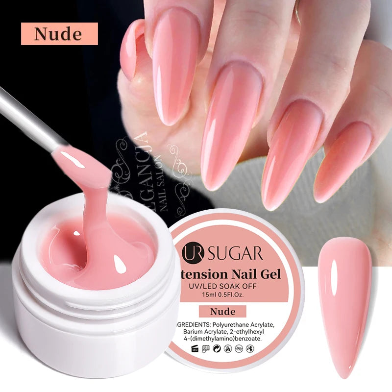UR SUGAR 7.5ml Acrylic Extension Nail Gel Quick Building Clear Pink Gel Polish Nail Tips extension nail gel  Nail Art Soak Off