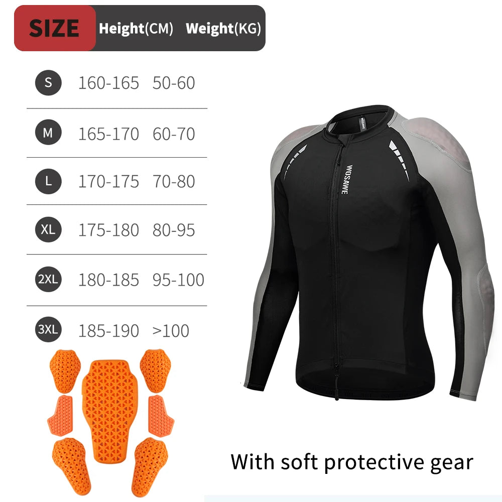 WOSAWE Men's Motorcycle Racing Jacket Off-Road CE Protective Gear Motocross Soft Armor Body Protector Sports Racing Equipment