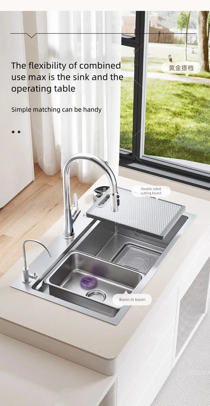 Corrosion Resistant Stainless Steel Household 316L Food Grade Kitchen Sink Large Single Slot Dish and Vegetable Wash Basin
