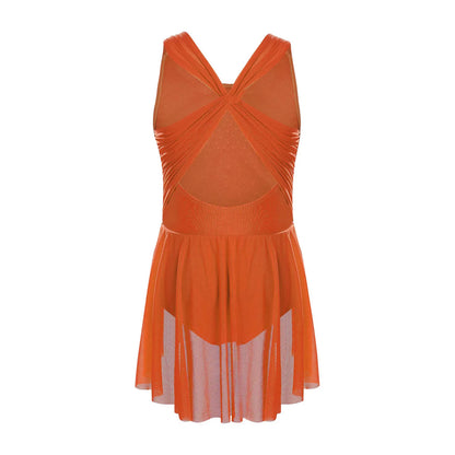 Kinder Mädchen Ärmellose Ausschnitt Strass Eiskunstlauf Trikot Kleid Lyrical Dance Gymnastik Akrobatik Leistung Kostüm.