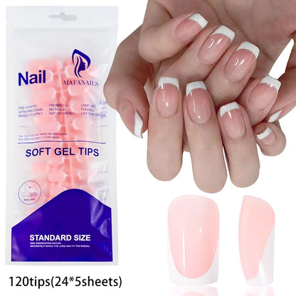 100Pcs Light Pink Press on Nails Short Medium Square Wearable Fake Nails Tips 10 sizes Full Cover False Nails Finger Decoration