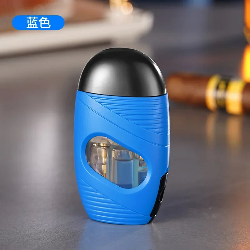 Mini Powerful Windproof Refillable Igniter Butane Gas Turbine Blue Jet Flame Torch Lighter Kitchen Gas Stove Cigar Punch Tool.