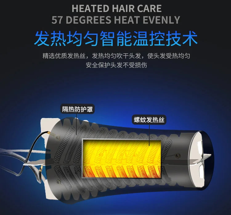 With 5 Gifts Hair Dryer 1800W Powerful Hair Dryer Fast Heating Hot And Cold Adjustment Air Blow Dryer with Air Collecting.