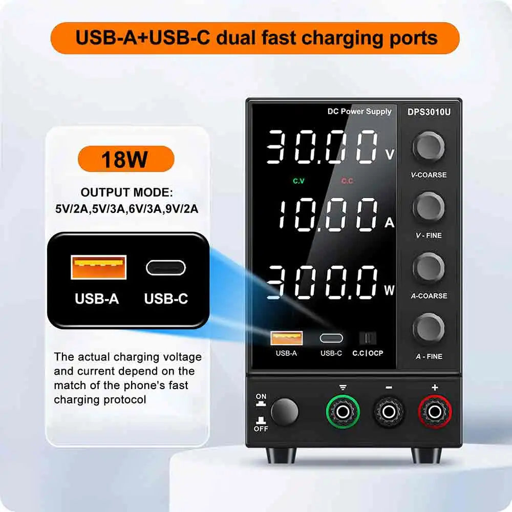 Adjustable DC Power Supply 30V 5A 10A 60V 120V 3A LaboratoryBench Power Source Switching Stabilized LCD Power Supply regulator.