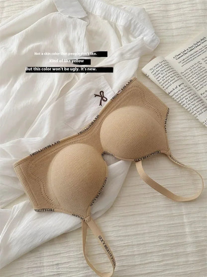 Wireless Push Up Bra for Small Chest - Seamless Anti-Sagging Invisible Bralette, Enhance Lift Comfort No Trace (Letter Design)