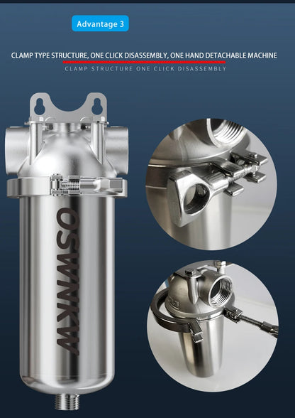 Whole house sediment filter  water filter system 40μm 316 stainless steel mesh.