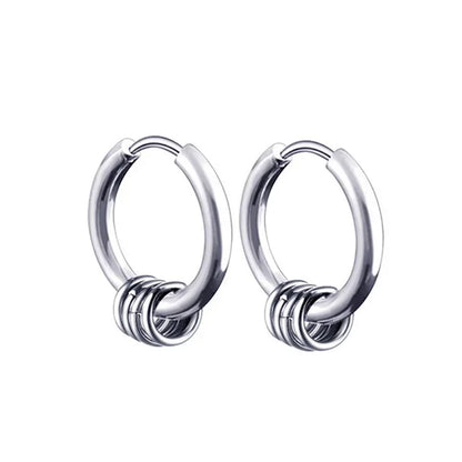 New Punk Stainless Steel Chain Hoop Earrings For Women Men 2023 Trendy Goth Pop Hip Hop Pendants Ear Jewelry Accessories Earring