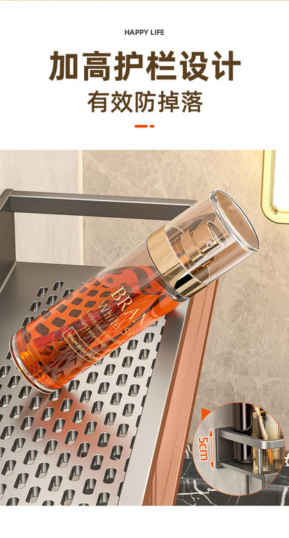 Wandmontiertes Aufbewahrungsregal ohne Bohren, Badezimmer-Waschtischregal für Waschraum, Balkon, Toilette – Organizer-Regal für Küche und Badezimmer