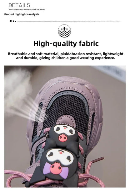Kuromi Girl Shoe Spring Autumn Sanrios New Anime Figure Mesh Cloth Kawaii Cartoon Child Resistant To Dirt Sneakers Breathable.
