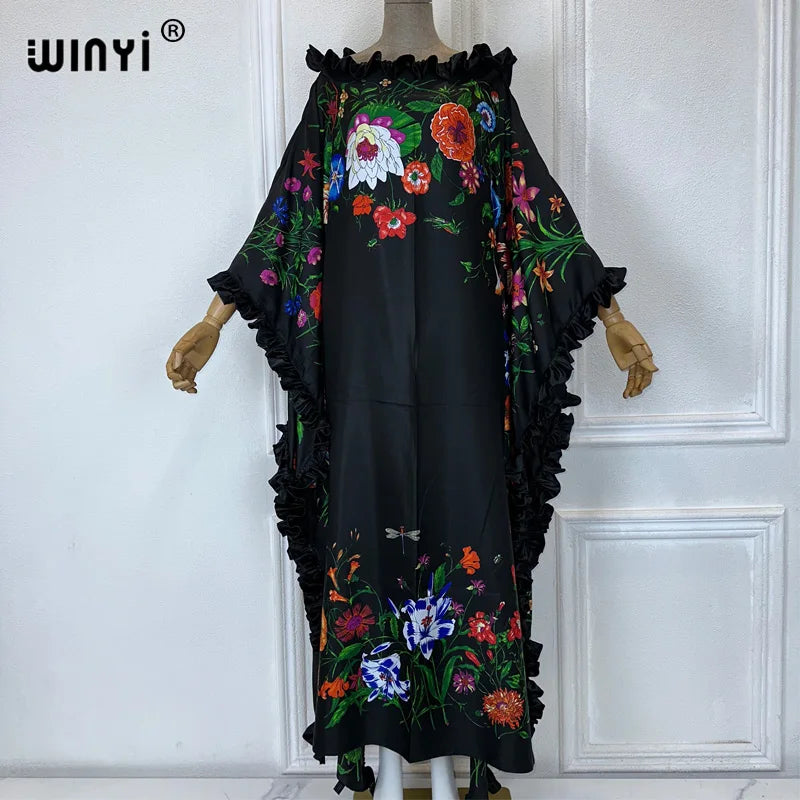 WINYI Middle East Print kaftan fashion african clothing beach outfits for women evening maxi dress muslim abaya dubai luxury.