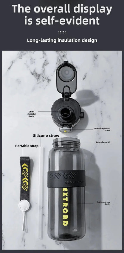 Large Capacity Plastic Straw Cup Simple Design Portable Sports Fitness Water Bottle for Students Outdoor Use Dedicated Personal.