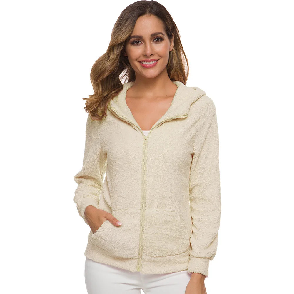 Autumn Winter Warm Jacket Women hoodie Hooded 2025 Casual Female Hoodies Sweatershirt Zipper Coat Solid Soft Fleece Women Coat.