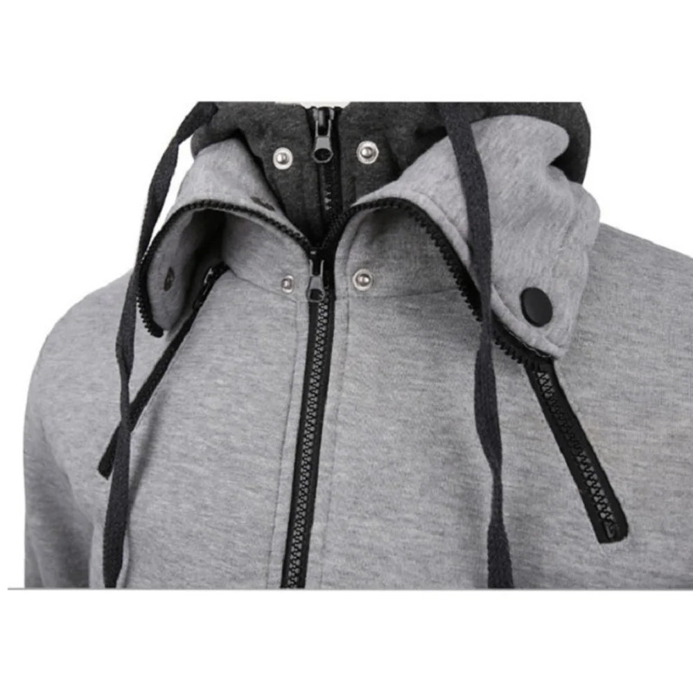 Zipper Men Jackets Autumn Winter Casual Fleece Coats Bomber Jacket Scarf Collar Fashion Hooded Male Outwear Slim Fit Hoody.