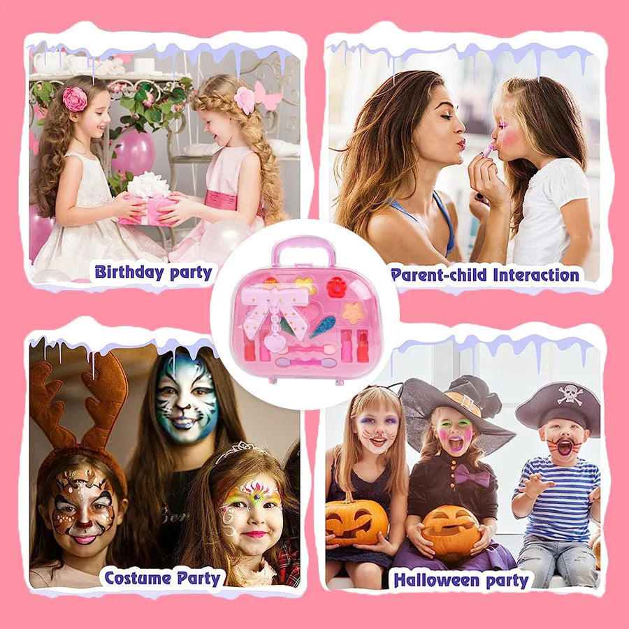 Princess Make Up Box Play House Toy Girls, Eye Shadow Makeup Cosmetics Handbag, Birthday Christmas Gift for Kids Party Cosplay.