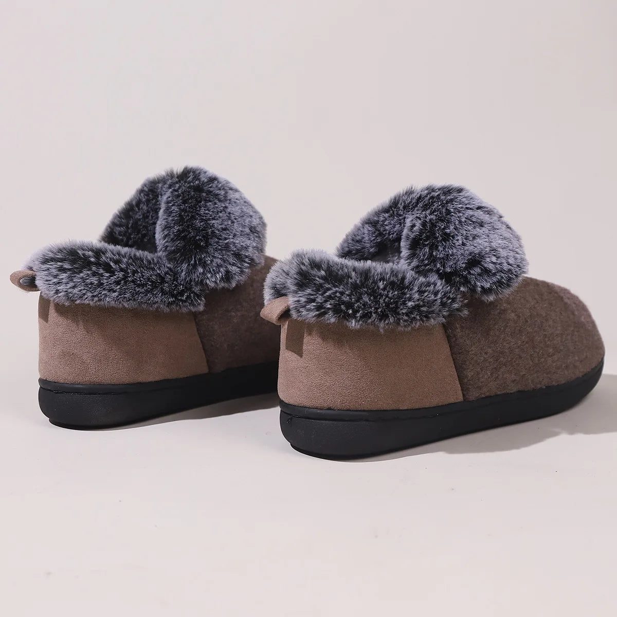 Smile Pop New Men Plush Slippers Indoor Fluffy Fur Home Men Slippers Outdoor Warm Closed Soft Non-slip Fuzzy Winter Men Shoes.