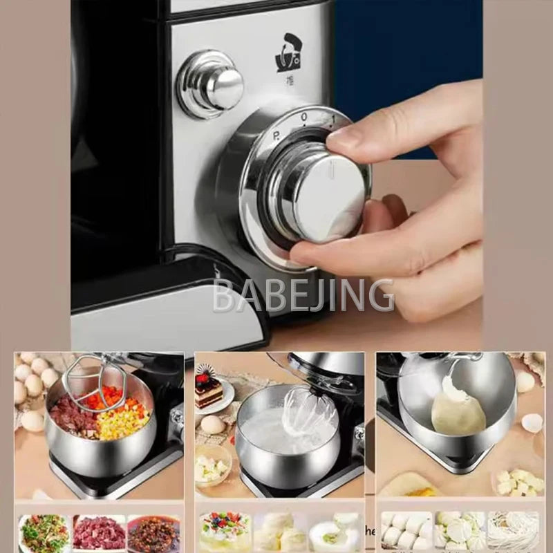BABEJING New Hot Selling 1200w Kitchen Mixer, Electric Stainless Steel Filling Mixer, Kneading Machine.