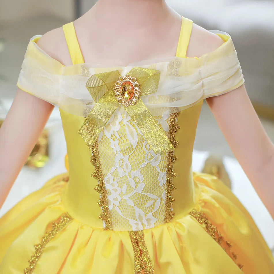 Belle Cosplay Prinzessin Kleid Mädchen Geburtstag Charme Kostüm Kinder Karneval Party Bühne Leistung Vestido Kinder Disguise Kleid