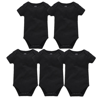 2025 Sommer Unisex Baby Body 0-24 Monate Kurzarm 100 % Baumwolle Weiß Schwarz Grau Design Säuglingskleidung