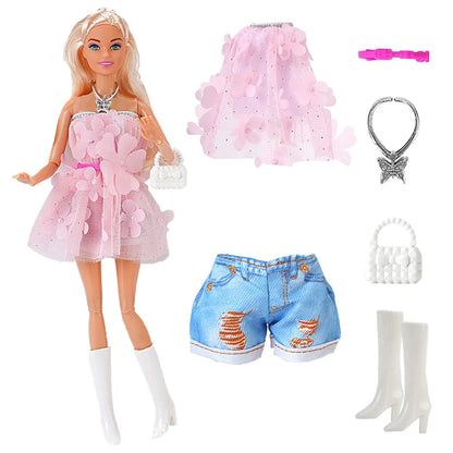 NEW 25 Style Doll Clothes Outfits Pink Winter Sweater Coat Dress Pant Costume Doll House Accessories Christmas Girls Gift