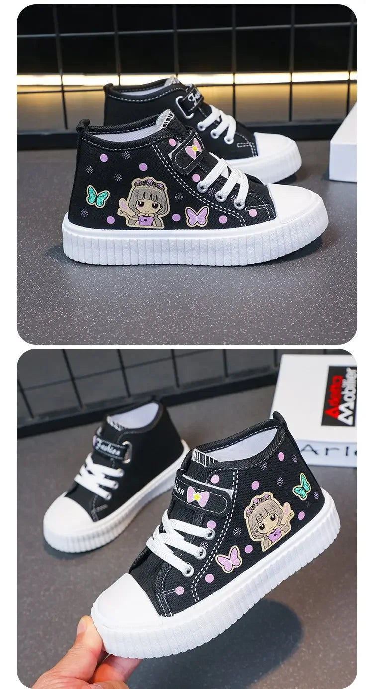 Multi Colored Kids Casual Shoes Cartoon Mid Top Anti Slip Spring Autumn Outdoor Kids Canvas Shoe Sizes 26-37 Sandalias De Mujer.