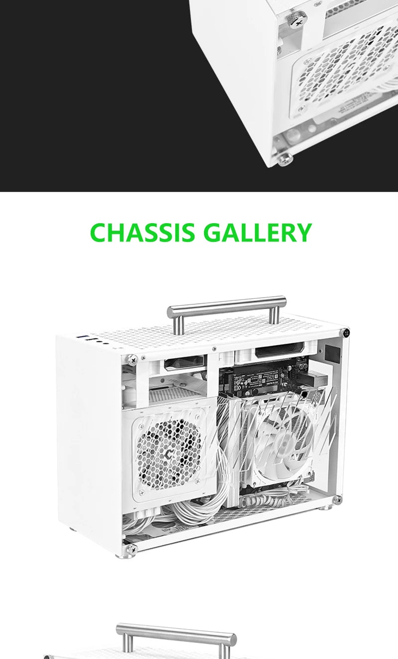 METALFISH T60 Mini ITX Black Case 9L Gaming Computer Chassis Compact transparent PC Support SFX PSU/300mm GPU.