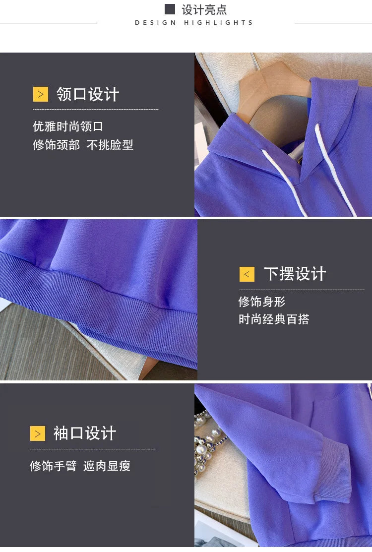 150kg plus size Damen büste Herbst Kapuze neun Farben Sweatshirt lose Langarm Top 6xl 7xl 8xl 9xl 10xl.